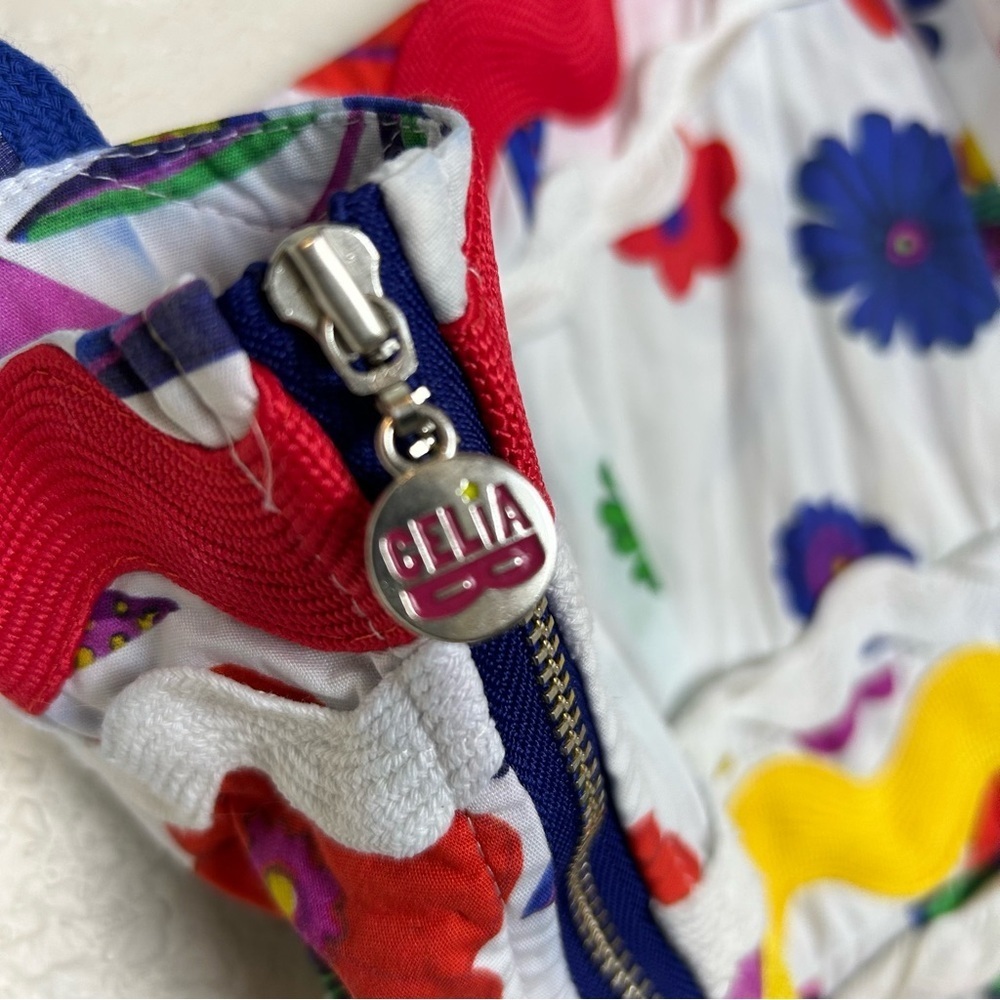 Celia B Floral Midi Dress Multicolor Embroidered A-Line Ruffle Small - Picture 8 of 9